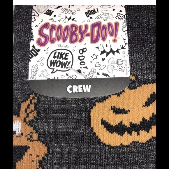 Scooby-Doo Crew Socks 1Pair Men 8-12 Gray Halloween Pumpkin Where Are You Shaggy - Picture 2 of 10